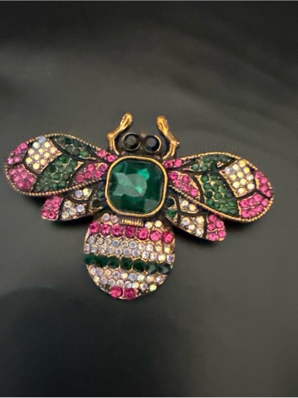 Emerald & Pink Crystal Bee Brooch - Women Jewelry